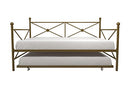 DHP Lina Metal Daybed with Trundle, Full Size Sofa Bed Frame, Gold