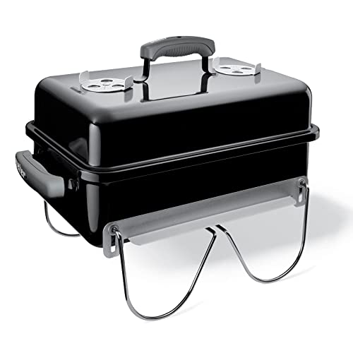 Weber Go-Anywhere Charcoal Black BBQ -Portable BBQ Grill for Outdoor Cooking, Camping, Backyard, Deck, Beach - Compact, Versatile, Portable Barbeque
