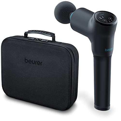 Beurer MG185 Massage Gun, Deep Tissue Massager with 5 Attachments, Delivers a Powerful Trigger Point Massage to Relieve Tension, Handheld Massager with 9 Intensity Levels, Rechargeable Battery