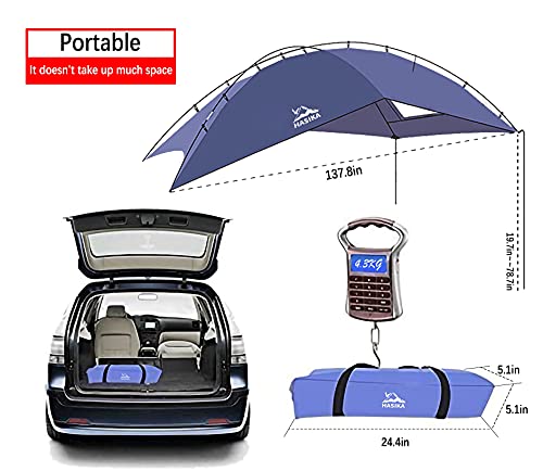 Car Accessories Camping Tent Attach to SUV Van Truck Side or Tailgate Sun Shade Easy Set Up Waterproof Include Suction Cups and 2 Sandbags