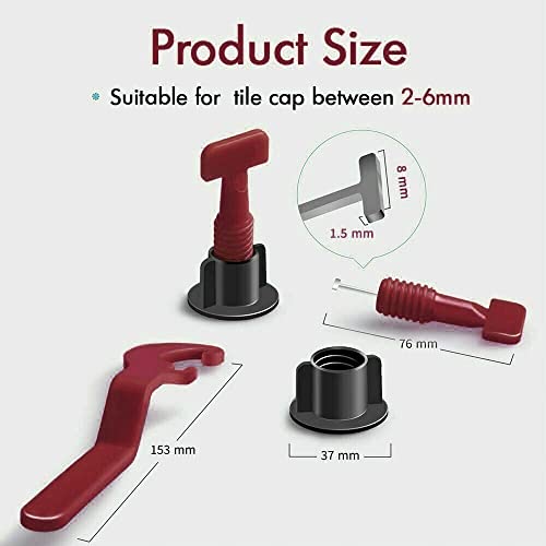 50-200 Tile Leveling System Clips Levelling Spacer Tiling Tool Floor Wall Wrench (4 Wrenches + 100 pcs Clips)