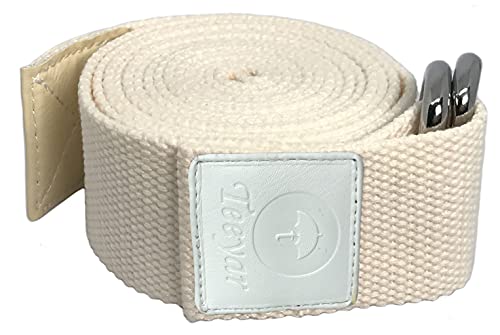 Yoga Strap Cotton- Tiiyar 10 feet/8 feet/6 feet Cotton Yoga Strap Belt for Stretching, Flexibility, Physical Therapy, Fitness (Beige, 240)