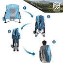 Coastrail Outdoor Beach Chair Low Profile Mesh Back Folding Chair for Adults with Cup Holder & Cooler & Phone Bag for Outdoor Camping Beach, Supports 300 lbs, Blue, 2 Pack