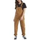 Dickies Women's Denim Bib Overall, Rinsed Brown Duck, Small