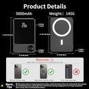 LUCKYDUO Mag-Safe Power Bank 5000mAh,9mm Ultra Compact Magnetic Portable Charger,20W Fast Charging Mini Battery Pack with LED Power Display,External Battery with USB C for iPhone15/15pro max14/13/12