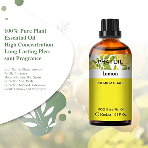 PHATOIL Lemon Essential Oil 30ML, Essential Oils for Diffuser, Humidifier, Aromatherapy, Sleep, Relax (Lemon, 30 ml)