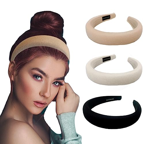 3PCS Fabric Headbands Solid Colors Hair Hoops Simple Hairbands Set Hair Barrettes Cute Head-wear Hair Accessories for Women and Girls (Multicolor3)