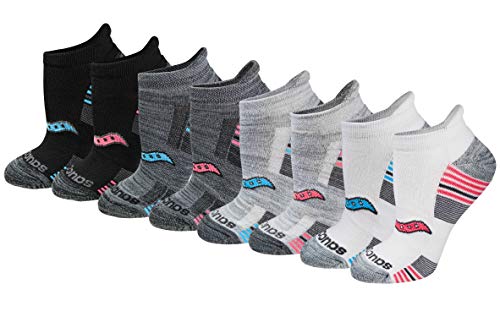 Saucony Women's Performance Heel Tab Athletic (8 & 16 Pairs) Running Socks, Grey Fashion Pairs), Small-Medium US