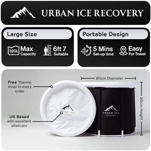 Urban Ice Recovery/Ice Bath Tub for Cold Plunge/Cold Plunge Tub/Ice Bath Tub for Athletes/Ice Bath/Cold Plunge/Portable Ice Bath/Portable Bath Tub Adult/Ice Tub Bath – 33.5in x 28.4in