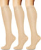 3 Pairs Knee High Graduated Compression Socks For Women and Men - Best Medical Nursing Travel & Flight Socks - Running & Fitness - 15-20mmHg (S/M Nude)
