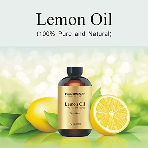 100% Pure Lemon Oil - Premium Lemon Essential Oil for Aromatherapy, Massage, Topical & Household Uses - 1 fl oz