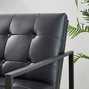 glitzhome Mid Century Modern Accent Chair, Modern Living Room Chairs with Durable Metal Frame,PU Leather Cushioned, Reading Armchairs for Living Room, Bed Room, Home Office, Black