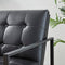 glitzhome Mid Century Modern Accent Chair, Modern Living Room Chairs with Durable Metal Frame,PU Leather Cushioned, Reading Armchairs for Living Room, Bed Room, Home Office, Black