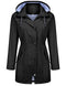 Zcfire Women Raincoat Waterproof Trench Coat Outdoor Windbreaker Long rain Jacket, Black, X-Large