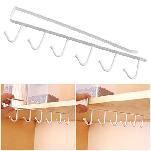 Yosoo 2 Pcs Multi-Functional Kitchen Storage Rack Cupboard Shelf Hanging Hook Wardrobe Organizer Holder (White)