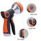 Water Nozzle,Garden Hose Nozzle,Multi Garden Hose Spray Gun,8 Watering Patterns High Pressure Nozzle Sprayer for Watering Lawn,Car Washing,Cleaning,Pets Wash (Black & Orange)