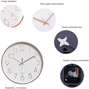 Uandhome Modern Non-Ticking Silent Wall Clocks, 12 Inch Classic Wall Clocks Quartz Decorative Clocks, Classic Large Number Round Clock for Bedroom Home Kitchen Room Office School