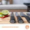 MasterChef Knife Set with Block 5 Kitchen Knives with Sharp Stainless Steel Blades (Paring, Utility, Carving, Bread, Chef) Japanese-Style Handles & Universal Holder, Plastic, Black