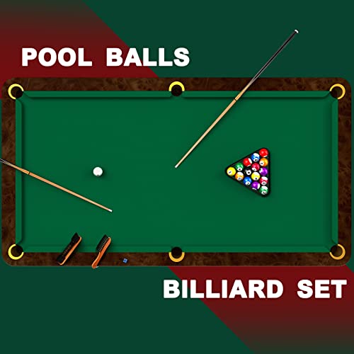 Outus 71 Pcs Pools Table Accessories Billiards Accessories Billiard Pool Balls with Triangle Ball Rack Cue Chalks Pool Cue Tip Table Spot Stickers Pool Sticks Pool Table Brush Set