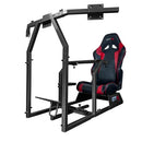 GTR Racing Simulator GTAF-BLK-S105LBKRD - GTA-F Model (Black) Triple or Single Monitor Stand with Black/Red Adjustable Leatherette Seat, Racing Simulator Cockpit Gaming Chair Single Monitor Stand