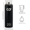 CyclingDeal 2 x Stainless Steel Vacuum Insulated Double Wall Water Bottles 20oz (591ml) Black + Gray