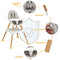 BABY JOY 5 in 1 High Chair, Convertible High Chairs for Babies and Toddlers/Booster Seat/Table and Chair Set, Infant Wooden Highchair w/ 5-Point Harness, 4-Position Removable Tray & PU Cushion (Gray)