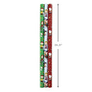 Hallmark Christmas Peanuts Wrapping Paper with Cut Lines on Reverse (Pack of 3, 105 sq. ft. TTL) Snoopy, Charlie Brown, Woodstock (5JXW1036)