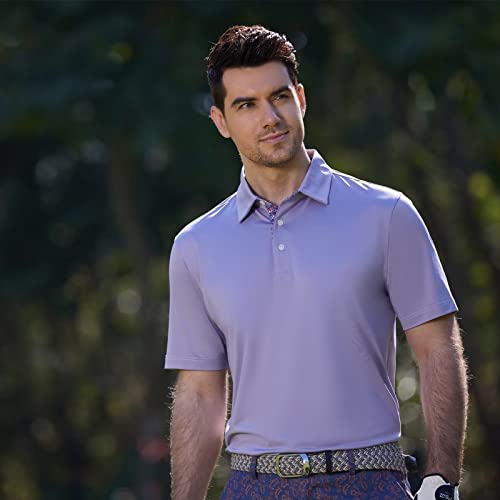 Mens Polo Shirts Short Sleeve Casual Solid Stylish Dry Fit Performance Designed Collared Golf Polo Shirts for Men, Brown, X-Large