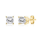 1.00 Carat Princess Cut Diamond Stud Earring for women (0.5 cttw per earring), 14K Yellow Gold, 4 Prong Basket Setting, Includes Gift Ready Box (Clarity : I2, Color: H-I)