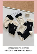 2 Pairs Ladies Soft 𝘁𝗵𝗲𝗿𝗺𝗮𝗹 𝘀𝗼𝗰𝗸𝘀, Women's Knitting Warm & comfy Wool Crew Cotton Fashion Style Sock 4 Seasons Wear