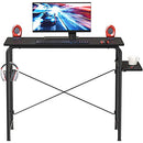 SHW Small Gaming Home Office Computer Desk with Shelf, Black