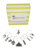 10 Piece World Travel Themed Wine Charm Set