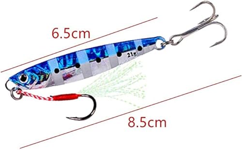 5 Pcs Fishing Lures Kit,Fishing Metal Lures, Multi-Function Blade Baits,All-Purpose Metal Minnow with Tail Spinner, Long Cast and Wild Acting Micro Jigging Spoon, Surf Fishing Bass Jigs