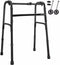 Folding Walker with Wheels and Ski Glides, Folding Walker for Seniors, Lightweight Universal Aluminum Walker, Adjustable Heights(Black)