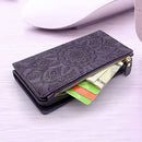 Harryshell Detachable Magnetic Zipper Wallet Leather Case Cash Pocket with Multi Card Slots Holder Wrist Strap for iPhone 8 Plus/iPhone 7 Plus / 6S Plus 5.5 Inch Floral Flower (Deep Purple)