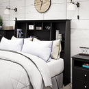 Black Full/Queen Tall Slant-Back Bookcase Headboard