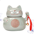 BESPORTBLE Chinese Tea Tins Ceramic Fortune Cat Tea Jar Japanese Maneki Neko Tea Canisters Porcelain Lucky Cat Candy Containers Wealth Lucky Cat Collectible Figurine for Home Kitchen L Pepper Bottle