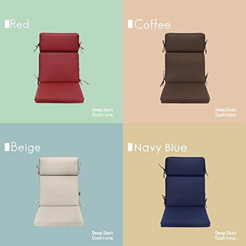 BOSSIMA Indoor Outdoor High Back Chair Cushions Replacement Patio Chair Seat Cushions Set of 4 (Olefin Coffee/Chocolate)