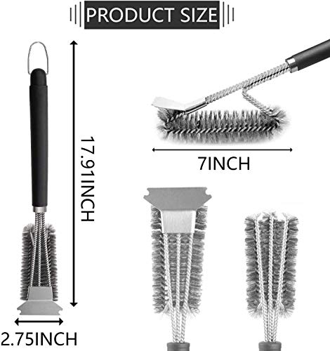 Grill Brush and Scraper - Quick Easy Safe BBQ Grill Steam Cleaning Stainless Steel Brush - Best for Weber Gas, Charcoal, Porcelain, Cast Iron, All Grilling Grates