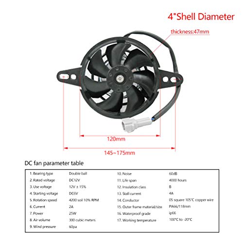 OTOM Universal Motorcycle Radiator Cooling Fan Oil Cooler Water Cooler Electric Fan 4inch 5inch For All Dirt Bike Motocross ATV (4 Inches)