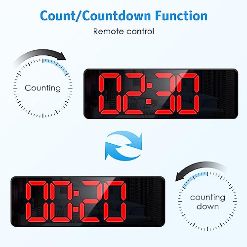 AMIR Digital Clock, 13" Large Display LED Wall Clock for Living Room Decor, Big Digital Wall Clock with Remote Control, Timer, 12/24H, Automatic Brightness Dimmer Big Clock with Day/Date/Temperature