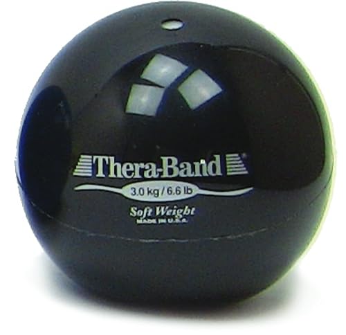 TheraBand Soft Weight, 11.4cm (4.5") Diameter Hand Held Ball, Isotonic Weighted Ball for Isometric Workouts, Strength Training and Rehab Exercises, Shoulder Strengthening & Surgery Rehabilitation, Black, 3 kg