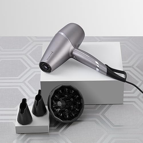 Remington Proluxe YOU Adaptive Hair Dryer, AC9800AU, 2400W (AU Plug), Personalises Heat To Your Hair, Diamond Infused Ceramic for Even Heat Distribution, Includes 2 Concentrators & Diffuser, Silver