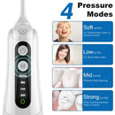 【2023 New Release】MiTdir Water Dental Flosser Oral Irrigator 5 Jet Tips 4 Modes IPX7 Waterproof 300ML Detachable Water Tank Portable Cordless Rechargeable Teeth Cleaner for Home&Travel (White)