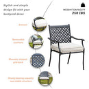 LOKATSE HOME 4 Piece Outdoor Patio Metal Wrought Iron Dining Chair Set with Arms and Seat Cushions - Beige