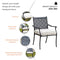 LOKATSE HOME 4 Piece Outdoor Patio Metal Wrought Iron Dining Chair Set with Arms and Seat Cushions - Beige