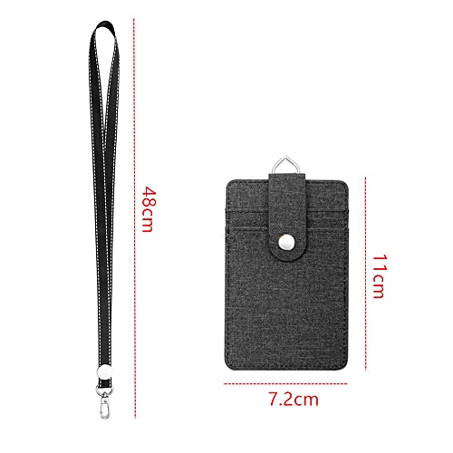 Vertical PU Leather ID Badge Card Holder, 2 Sets ID Badge Holder Vertical Badge Card Holder, with 1 Clear ID Window, 2 Credit Card Slots and a Detachable Neck Lanyard for Office Supplies, Nurses