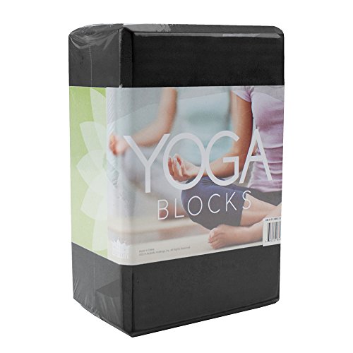 Crown Sporting Goods Large High Density Black Foam Yoga Block, 9 in x 6 in x 4 in