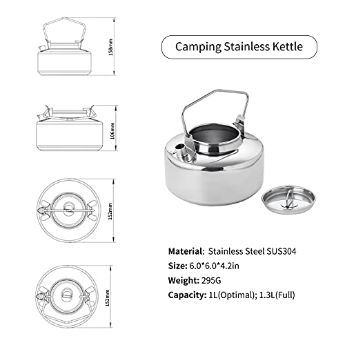 Fire-Maple Antarcti Stainless Steel Kettle | 1.0 Liter Camp Kettle Great for Boiling Water, Tea, Coffee, Freeze-dried Backpacking Meals | Portable for Camping Bushcraft and Travel