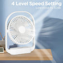 Bigqin USB Desk Fan Table Fans 4000Mah 4 Speed Modes Silent Bed Fan with Light 330°Rotatable Strong Airflow Desktop Cooling Fan for Home Bedroom Office Car Camping Outdoor,White